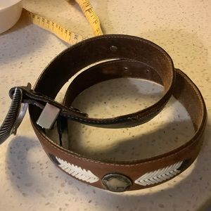 Leather Vintage belt buffalo nickel design